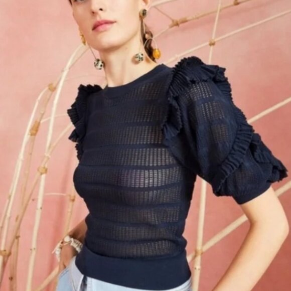 NWOT ULLA JOHNSON Aveline Top in Midnight P $445 - Picture 1 of 12